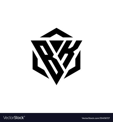 Bk logo monogram with triangle and hexagon modern Vector Image