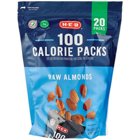 H-E-B Raw Almonds 100 Calorie Snack Packs - Shop Nuts & seeds at H-E-B