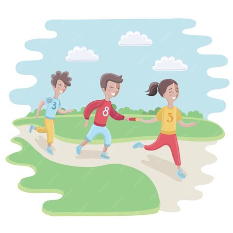 Premium Vector | Illustration of Kids Participating in a Relay Race