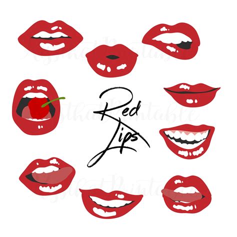 Red Lips Kiss Clip Art, Red Hot Lips Clip Art, Valentines Day Graphics ...