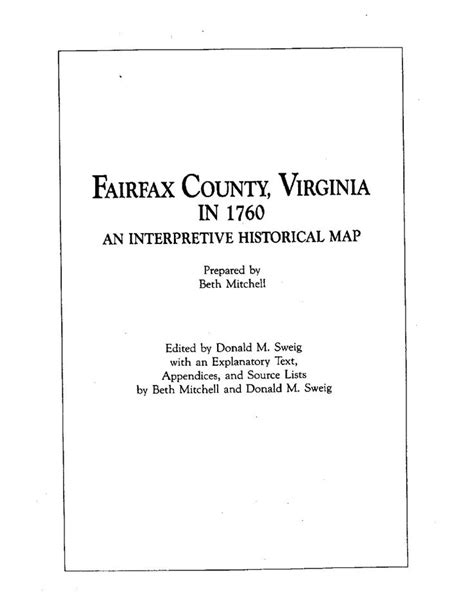 Fairfax County, Virginia In 1760: An Interpretive Historical Map : Beth ...