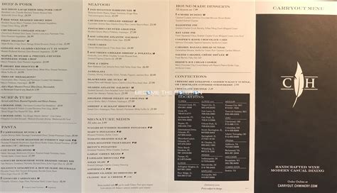 Coopers Hawk Menu (Scanned Menu With Prices)