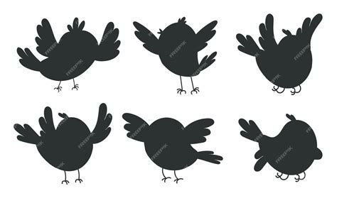 Premium Vector | Bird silhouette decorative shadow isolated set flat graphic design illustration