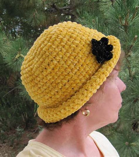 Chenille Glam Roll Brim Hat pattern by Kathy North | Crochet hats free ...