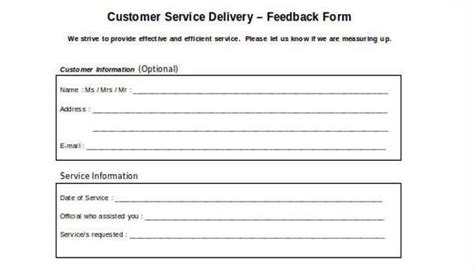 FREE 10+ Service Feedback Form Samples in PDF | Word | Excel