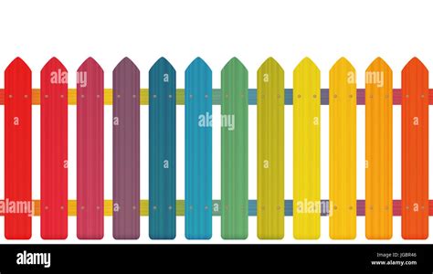 Rainbow colored picket fence with wooden texture, seamless extendable to endless pattern ...
