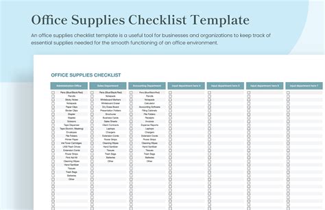 Office Supplies Checklist Printable