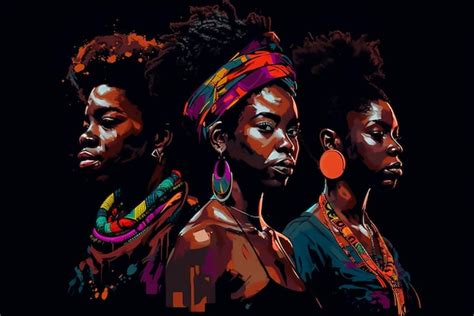 Premium Photo | Black people in vibrant colors on a black background black matters