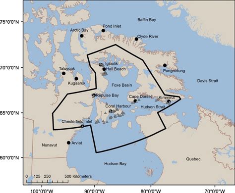 Location of polar bears (n = 103) harvested by local Inuit hunters... | Download Scientific Diagram