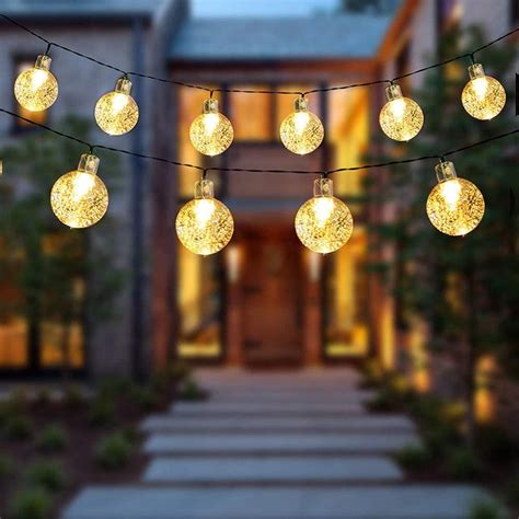 3M 20 LEDs Solar Powered Crystal Bubble String Lights for Garden Balcony Courtyard Outdoor,Warm ...