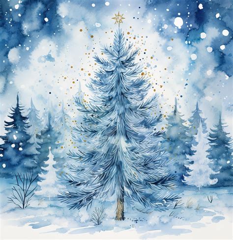 Premium AI Image | Blue silhouette of a Christmas tree on a white background