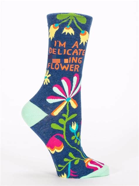 Blue Q SW468 Women's Crew I'm a Delicate F King Flower Socks for sale online | eBay | Blue q ...