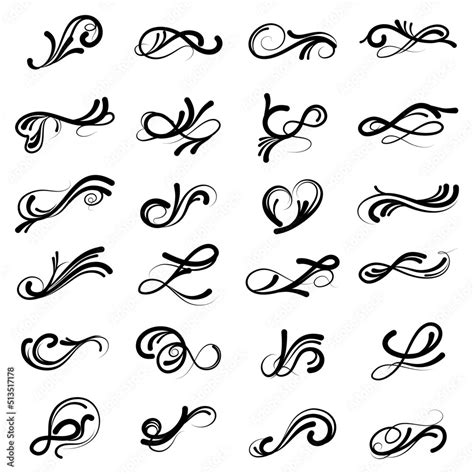 set of swirl border calligraphy and dividers decorative vector in ...