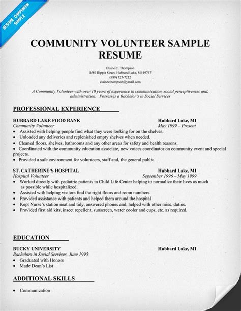 Community Volunteer Resume Sample | To do list..... | Pinterest