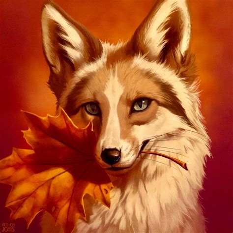 Beautiful fox holding a leaf by xShadowwolf216x on DeviantArt