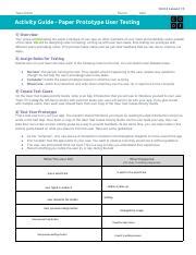 Paper Prototype User Testing Guide | Course Hero