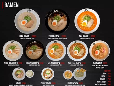 Ramen Kuroda Menu With Updated Prices Philippines 2024