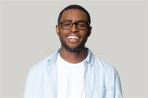 Portrait of Smiling Black Man in Glasses Isolated in Studio Stock Photo ...