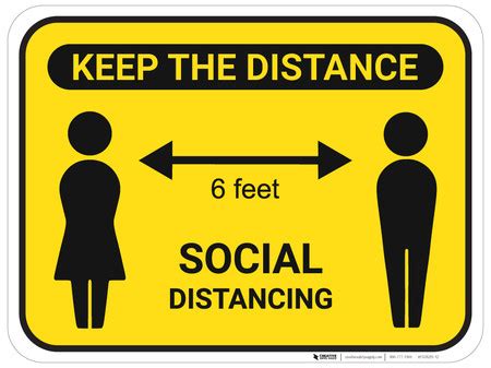 Keep The Distance Social Distancing with Icons - Floor Sign