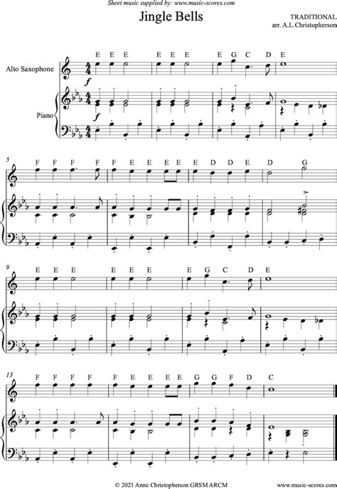 Jingle Bells Alto Sax Notes