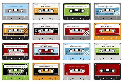 Set of 8 MINI Cassette Tape Stickers, With Mixed Tape Labels - Etsy