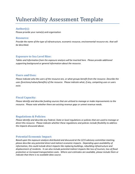 Vulnerability Assessment Template Download Printable PDF | Templateroller