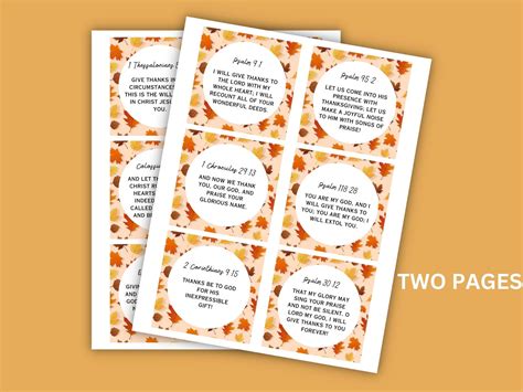 Thankful Bible Verse Printable Cards, 12 Thanksgiving Scripture Cards ...