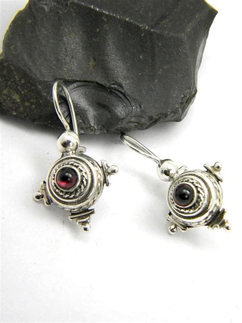 Silver Garnet Earrings Sterling Silver Earrings Garnet Short | Etsy