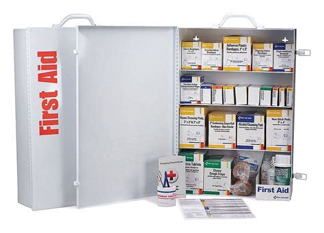 First Aid Kit, Cabinet, Metal, General Purpose, 150 People Served per Kit - Grainger