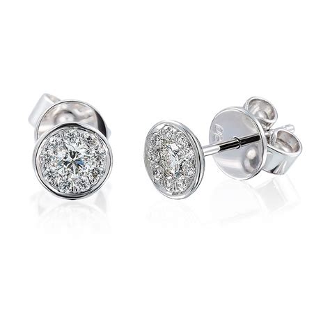 Bezel Set Cluster Diamond Studs - white - Holloway Diamonds