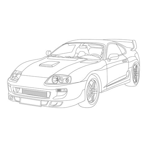 Toyota Supra Mk4 I Vector Line Drawing Illustration, Digital Vector ...