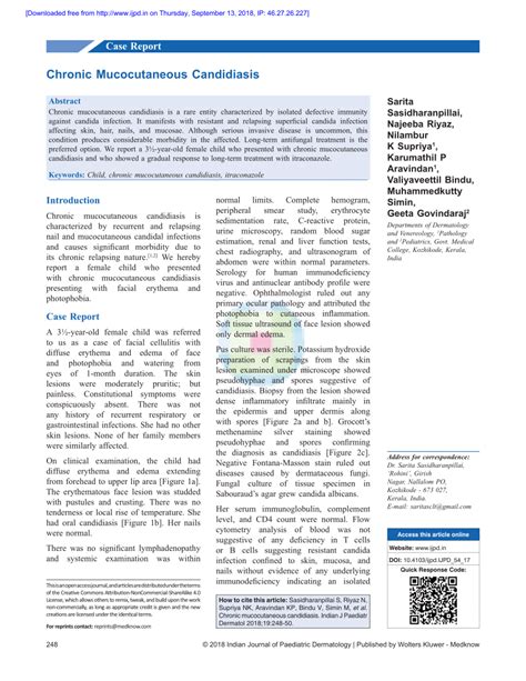 (PDF) Chronic mucocutaneous candidiasis