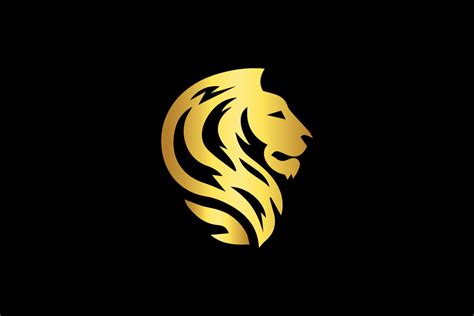 Lion Logo Design Gold and Black Color Graphic by mdmafi3105 · Creative Fabrica