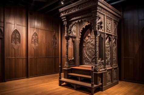 Premium AI Image | Confessional booth with ornate wooden carving ...