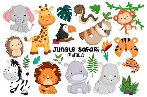 Jungle Animal Clipart - Cute Animal - Safari Clipart – inkleystudio