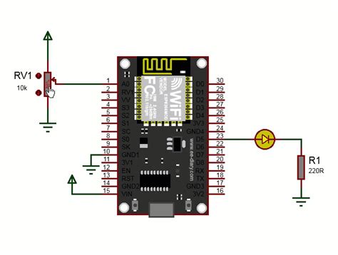 NodeMCU ESP8266 PWM: LED brightness with Potentiometer | ee-diary