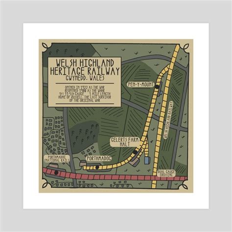 Welsh Highland Heritage Railway Illustrated Map, an art print by Harry ...