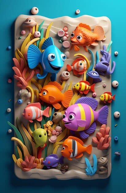 Premium AI Image | A colorful paper cut out of a sea of fish