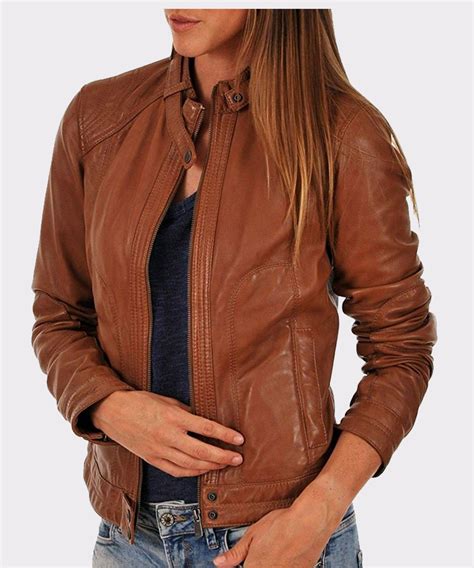 RideRustic - Biker Brown Real Leather Jacket Women | Free Shipping Included