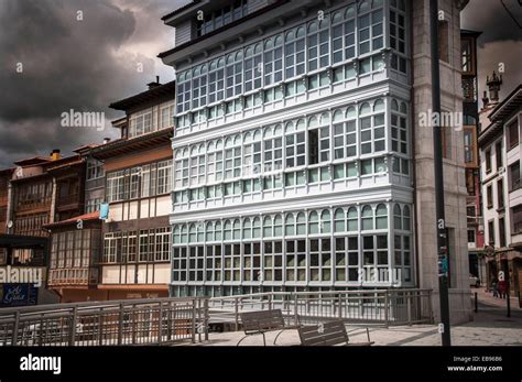 Typical architecture of Llanes. Wooden Gallery, fully enclosed to protect from bad weather ...