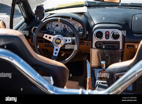 An interior of a convertible Japanese Mazda Mx-5 Miata sports car Stock Photo - Alamy