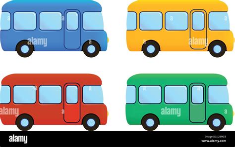 Cartoon vectores bus coche color conjunto de iconos Imagen Vector de stock - Alamy