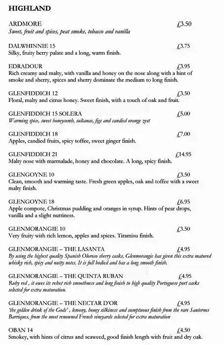 Menu at Queens Arms pub & bar, Edinburgh