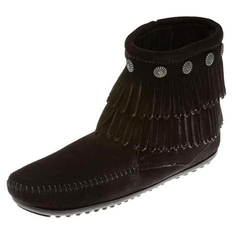 Minnetonka Moccasins 699 - Women's Double Fringe Boot - Side Zip ...