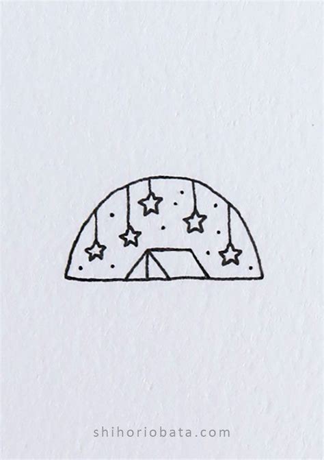 a drawing of a tent with stars on it