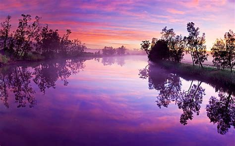 HD wallpaper: Pink, Landscape, Lake, Forest, Trees | Wallpaper Flare