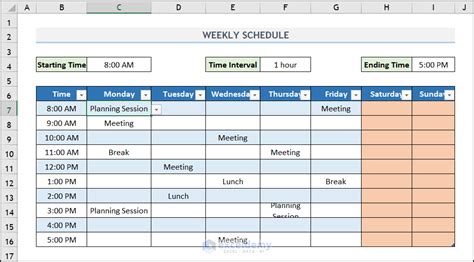 How to Create a Weekly Schedule in Excel (2 Suitable Methods)