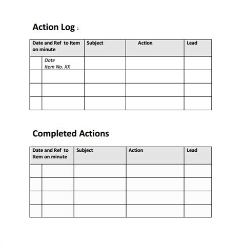 Action Log Templates | 11+ Free Word, Excel & PDF Formats