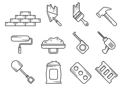 Set Of Bricklayer Tool Vector - Download Free Vector Art, Stock ...