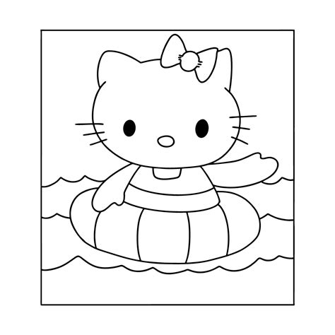 Hello Kitty swims coloring page ♥ Online and Print for Free!